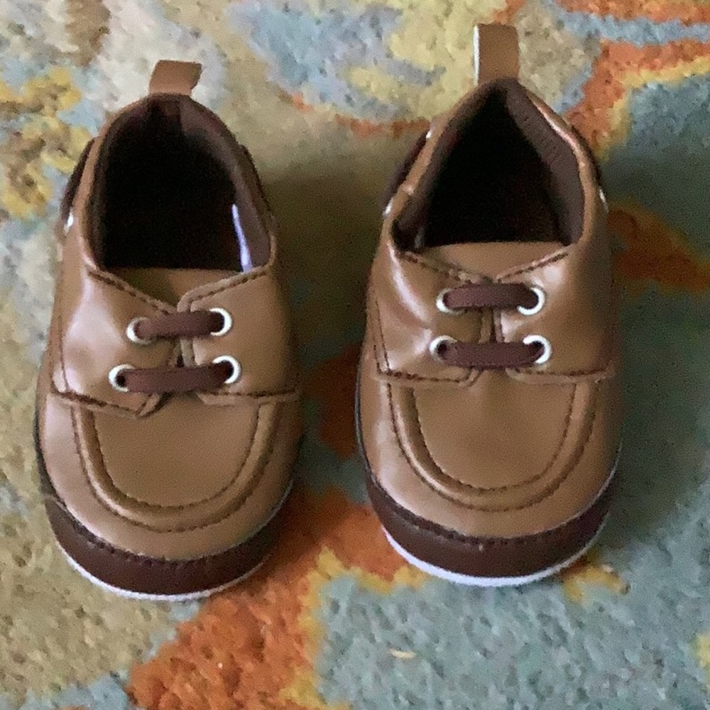 Brown leather loafers